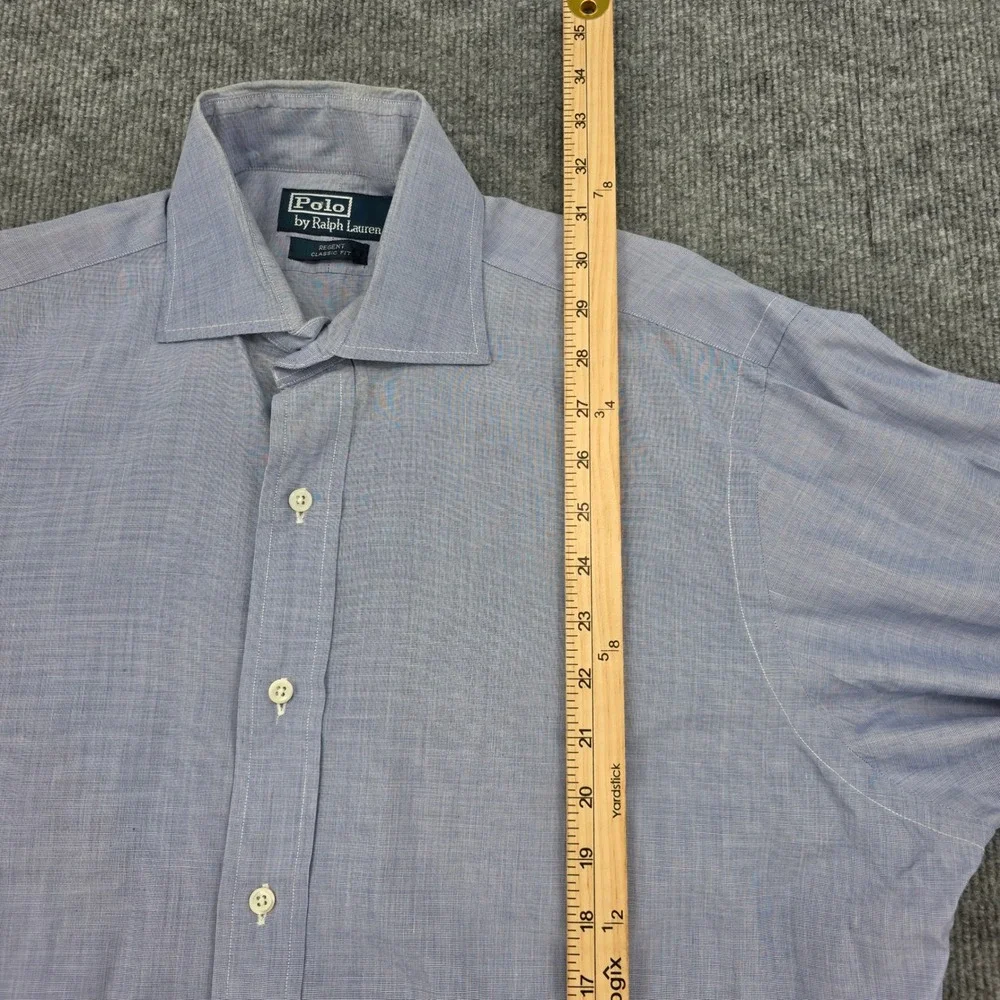 Polo Ralph Lauren Regent Classic Fit Shirt Mens 16 L Blue Micro Check LS